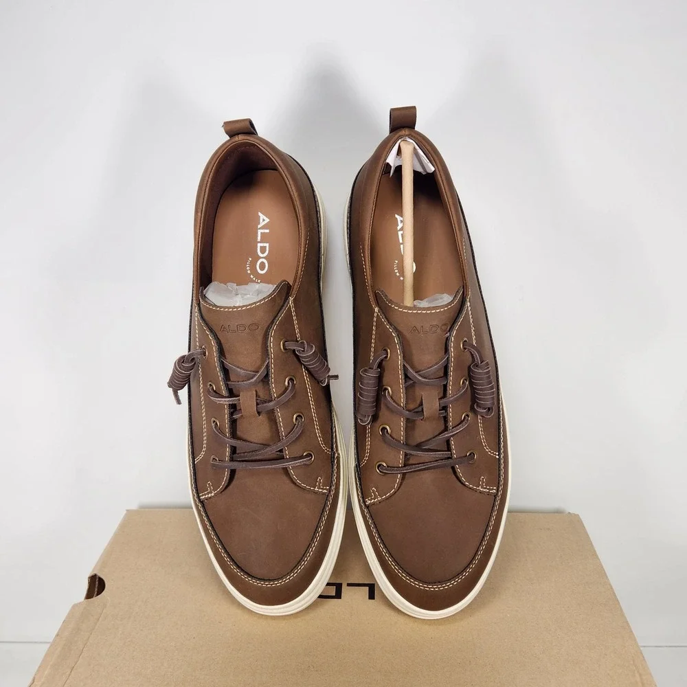 Aldo Tristin Sneakers Mens Size 12 Brown Leather Pillow Walk Casual Shoes